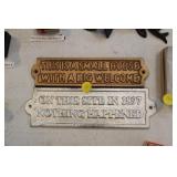 2 SMALL CAST IRON SIGNS
