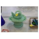 JADEITE HEN ON BASKET
