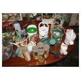 LOT OF GARDEN DECOR,WATERING CANS,ETC