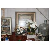 FRAMED PRINT & DECORATIVE FLOWERS