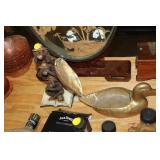 MONKEY FIGURE & BRASS DUCK