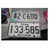 2 VINTAGE TN CAR TAGS