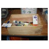WOODEN BOX OF MISC