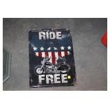 RIDE FREE METAL SIGN