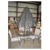 GLASS TOP PATIO TABLE & 3 CHAIRS