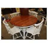 ROUND DINING TABLE & 4 CHAIRS WITH LEAF,48" ,