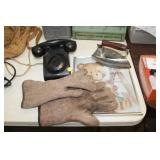 VINTAGE IRON,PHONE,HEAT GLOVES