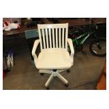 WOODEN SWIVEL ROLLING ARMED DESK CHAIR
