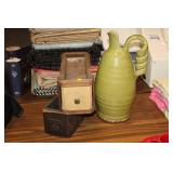 2 VINTAGE SEWING MACHINE DRAWERS & PITCHER