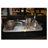 SILVER PLATE ITEMS,SALT/PEPPER,TRAY;,ETC