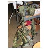 HUNTING VEST,STUFFED BEAR,DUFFLE BAG