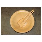 WOODEN BOWL & TONGS