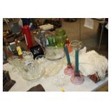 LOT OF GLASSWARE,DECOR,ETC
