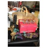 BASKET,CHRISTMAS GLASSES,DECOR