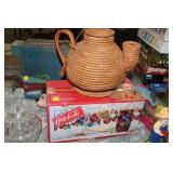 WICKER TYPE PITCHER & COCA COAL GLASSES IN BOX