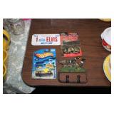 CAST IRON DUCK HANGER,ELVIS PLATE & 2 CARS