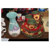 LOT OF GIBSON DISHES & S.WESTERN POTTERY VASE
