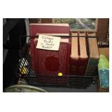 VINTAGE BOOKS & METAL BASKET