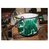 VINTAGE GREEN ENAMEL BERRY PAIL
