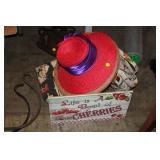 LOT OF PURSES,WOOD SIGN,HAT,ETC