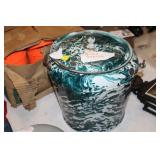 GREEN ENAMELWARE BUCKET WITH LID