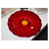 RED GLASS SERVING PLATTER