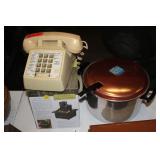 WATER FOUNTAIN,VINTAGE PHONE & COOKING POT