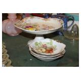 DECORATIVE BOWL ON STAND & BOWLS