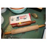 2 ROLLING PINS,BRASS RABBIT,ETC