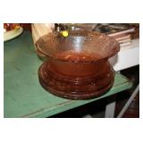 LOT OF PINK GLASS PLATES & BOWL