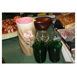 LOT OF GLASSWARE & VASE