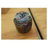 CARNIVAL GLASS BISCUIT JAR
