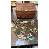 VINTAGE ANGEL CHRISTMAS ORNAMENTS, BASKET