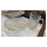 GLASS BOWL AND PITCHER