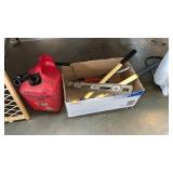 BOX OF TOOLS, GAS CAN