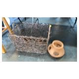 BASKET AND CLAY PLANTER