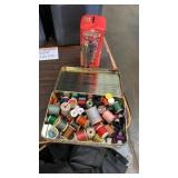 Tin of thread & tin bank
