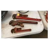 THREE RIDGID PIPE WRENCHES