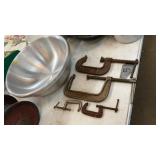 LOT OF C CLAMPS, LARGE BOWL
