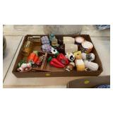 BOX OF SALT AND PEPPER SHAKERS, ETC