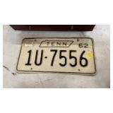 1962 TENNESSEE LICENSE PLATE