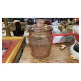 PLANTERS PEANUTS PINK GLASS JAR