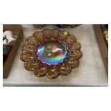 CARNIVAL GLASS EGG PLATE
