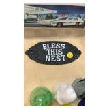 Cast iron Bless this nest  sign