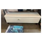 Padded bench with storage