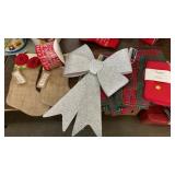 LOT OF CHRISTMAS PLACEMATS, STOCKINGS, ETC