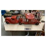 Vintage Buddy L metal riding fire truck