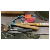 LOT OF VARIOUS TOOLS, HAMMERS, ETC