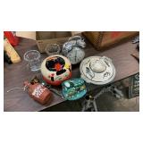 LOT OF MISC, CLOCK, VASES, ETC