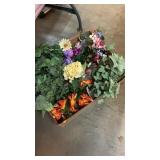 Box of artificial flowers
